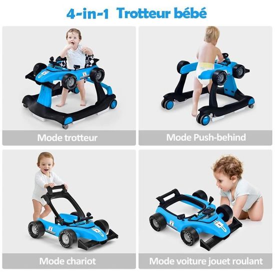 Trotteur 4 en 1 pliable avec hauteur et vitesse r glables musique