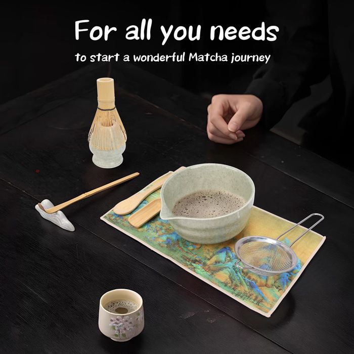 5 In 1 Enseble De Thé Atcha Japonais Avec Fouet à Atcha En Babou