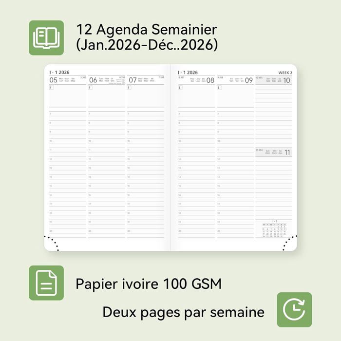 Filofax Agenda Recharge 2026 A4 Semainier 5 Langues Avec QR Codes - 26-68714