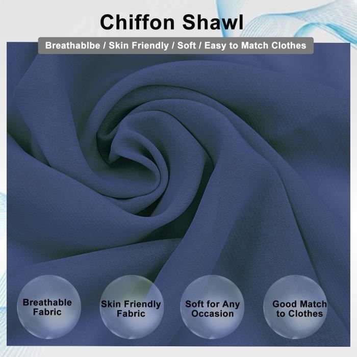 Châle Femme Mousseline De Soie 200x70cm - Foulard Léger Polyvalent - Pour Mariage, Soirée, Cadeau