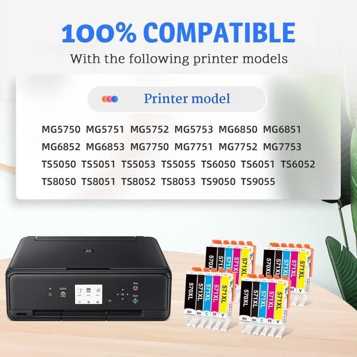 CARTUCCIA CLI-571XL NERA CON CHIP COMPATIBILE PER CANON PIXMA Mg5700 Mg6800 Mg7700 571bkxl 108ml Con Chip - Foto 4