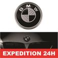 KIT 7 Badge LOGO Embleme BMW Carbone Noir Gris Capot + Coffre 82mm +Volant + 4 centre de roue -3