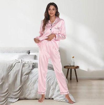 Pyjama Femme 2 Pièces Satiné Teemie - Haut Manches Courtes Et Pantalon Long, Taille Élastiquée | Confortable Pour Nuit Et Maison