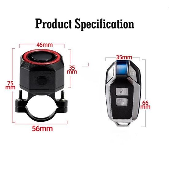 Lot De 2 Alarmes Vélo Rechargeables USB Avec Télécommandes - 110dB Anti-Vol Vibration Pour Moto Scooter