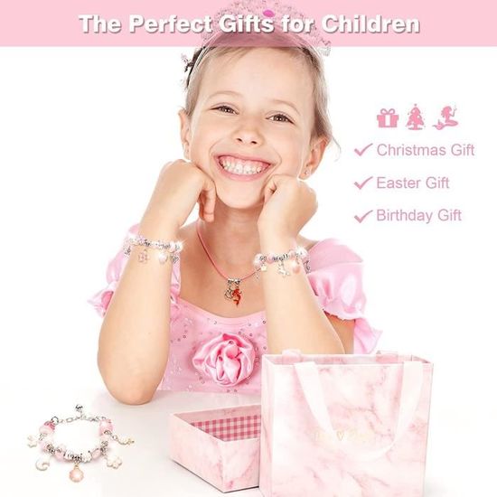 Cadeau Fille 5 6 7 8 9 10 11 12 Ans, Charms Kit Bracelet de et Perles pour  Enfant Jouet, Idée Cadeau Fille