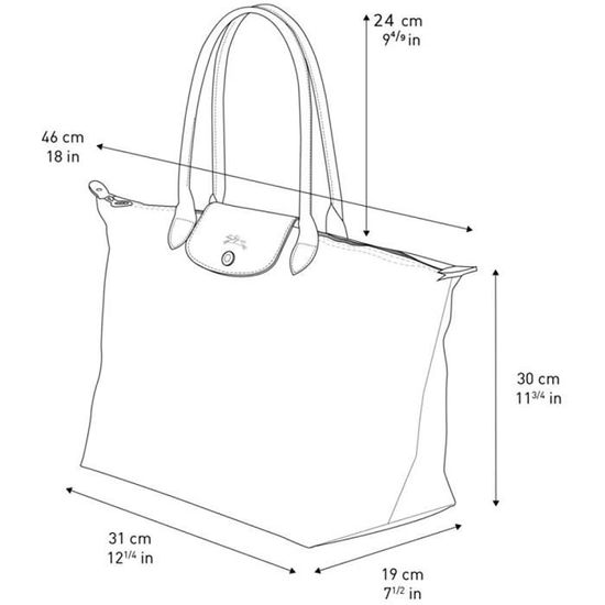 Longchamp taille m dimensions hot sale