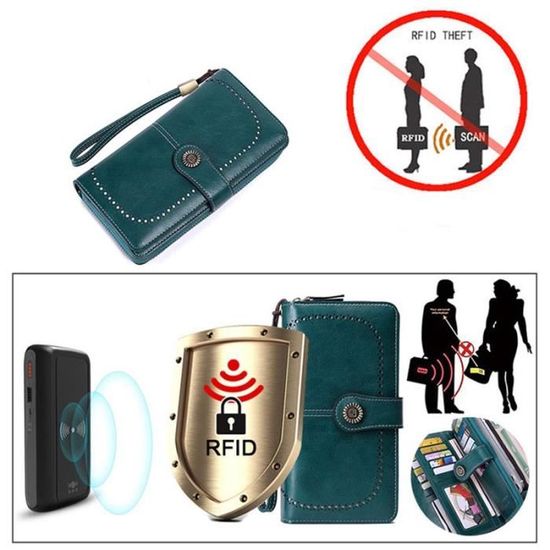 SENDEFN Portefeuille En Cuir Véritable Pour Femme Avec Blocage RFID