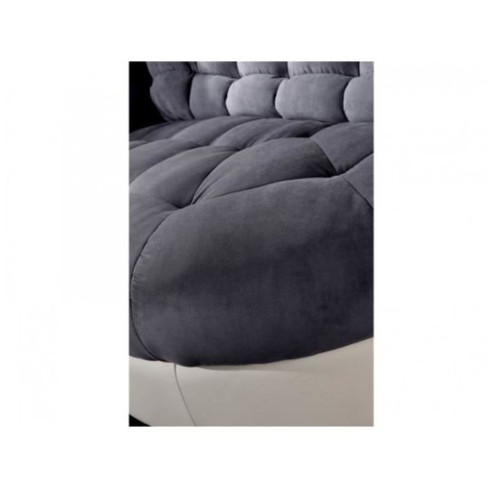 Canape D Angle Tissu Et Cuir Leandro Gris Et Bla Achat Vente