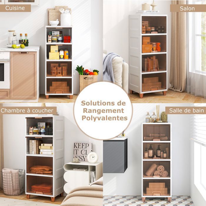 GOPLUS Bacs de Rangement 150L avec Couvercles-Empilables à 4 Niveaux ...