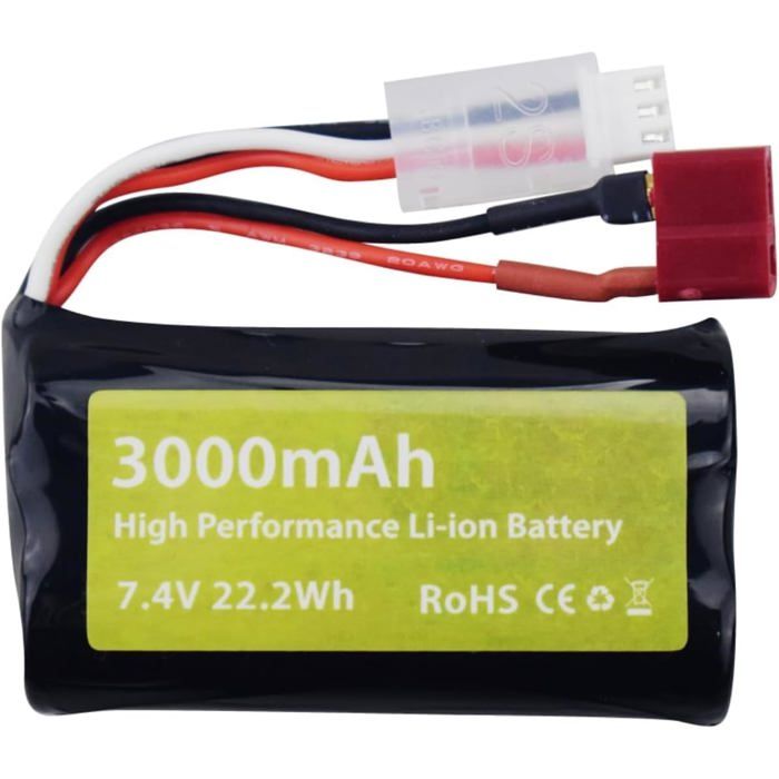 Batería de iones de litio de 7.4 V 2000 Ah con Deans T Plug RC Batería