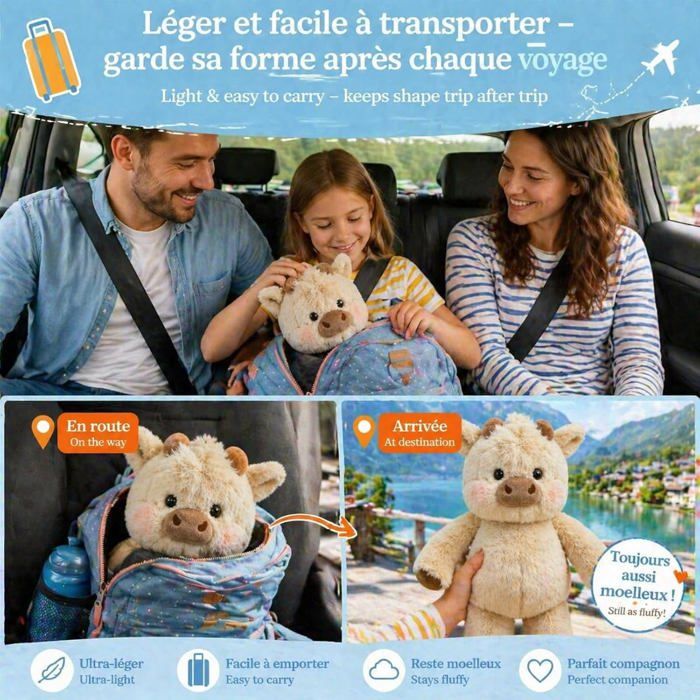 PZCC Peluche Vache Qui Court 45 Cm – Tissu Ultra-Doux – Pattes Mobiles – Coutures Renforcées – Cadeau Réconfortant – Décoration Chambre – Couleur Abricot