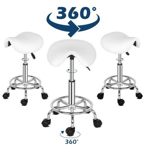 HOMCOM Tabouret Massage à roulettes réglable en Hauteur pivotant avec