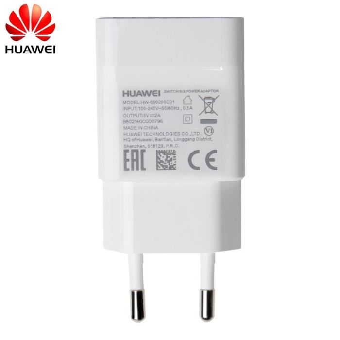 Chargeur secteur Huawei à charge ultra-rapide puissance 5V/2A