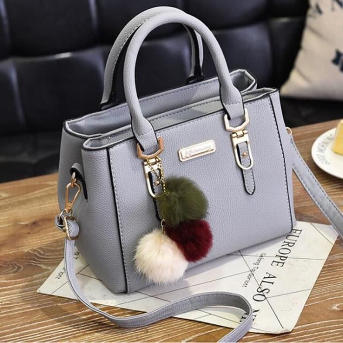 Gris fonc Sac Main En Boule De Fourrure Multifonction Pour
