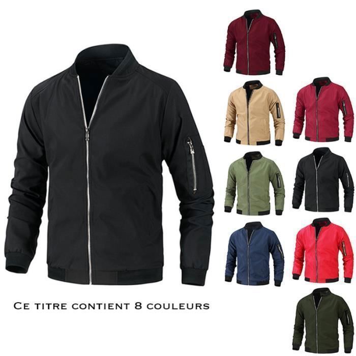 Veste Homme Classique Décontractée - Blouson Bomber épais Coupe-vent, Doublure Coton, Poches Pratiques - 11