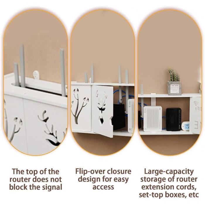 KPTKP Box Internet,Box WiFi,décodeur TV Mural WiFi,étagère,boîte de  Rangement pour routeur Mural sans Trou,Support Mural Mural-White