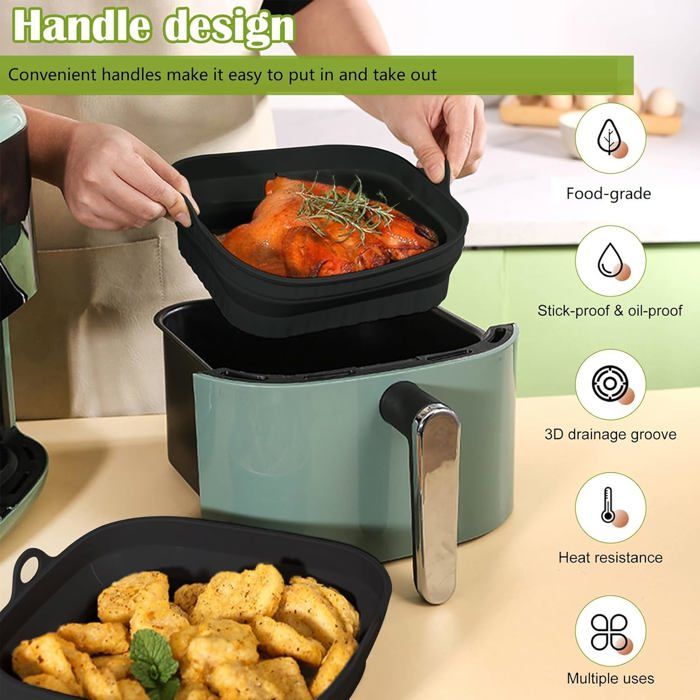 Moule Anti Adhésif Friteuse Sans Huile Moules Silicone Pour Air Fryer BCHP - Antiadhésifs, Résistants à 250°C - Kit Complet Avec Accessoires + 2 Maniques Offertes Moule Anti Adhésif Friteuse Sans Huile Moules Silicone Pour Air Fryer BCHP - Antiadhésifs, Résistants à 250°C - Kit Complet Avec Accessoires + 2 Maniques Offertes