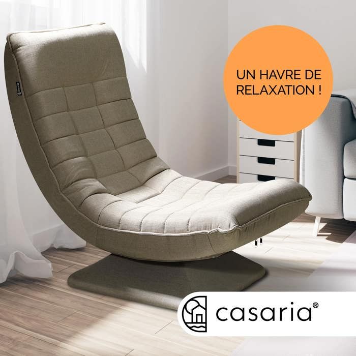 CASARIA® Fauteuil tout confort pivotant à 360° Gris capacité de charge