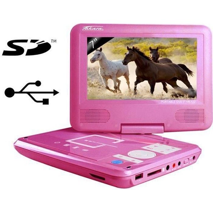 Takara VR132P Lecteur DVD Portable Rose