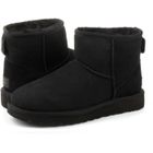 Bottines UGG Classic Mini II - Noir - Femme - Cuir - Hauteur de la tige moyenne - Talon plat