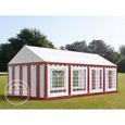 Tonnelle Toolport Tente de réception 4x8 m PVC env. 500g/m² rouge blanc imperméable-0