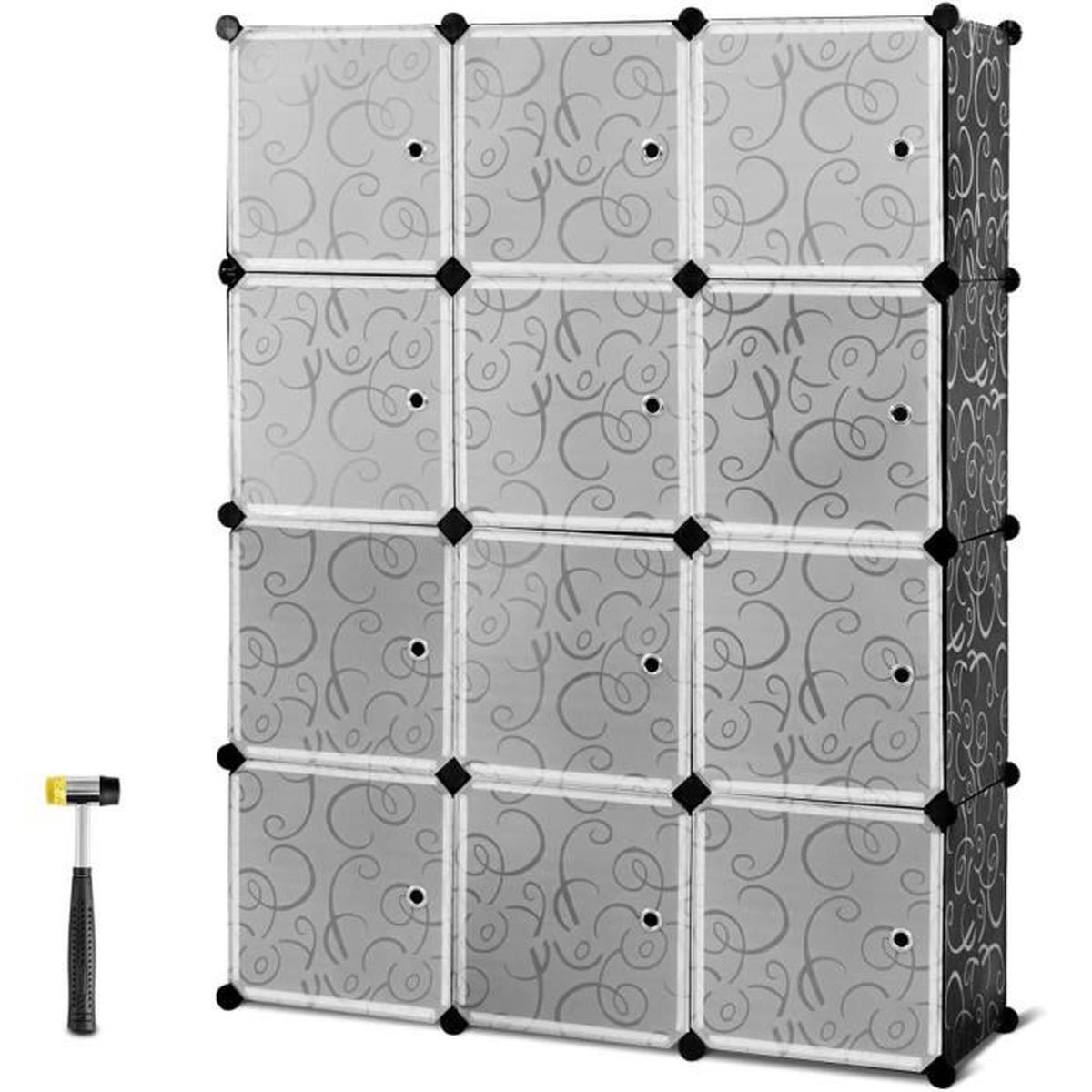 GOPLUS Armoire Penderie à 12 Cubes 35x35CM,Modulable en Plastique