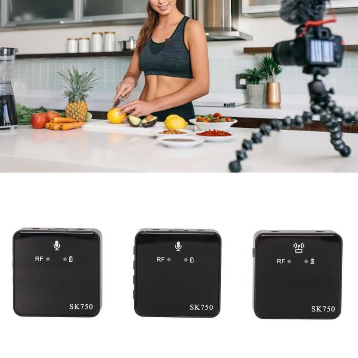 Micro Cravate Sans Fil Lavalier Rechargeable - Double Émetteur UHF 50m - Pour Smartphone, Appareil Photo, Ordinateur, Caméra