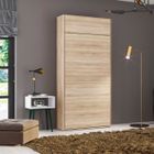 INSIDE 75 Lit escamotable STUDIO chêne Couchage 90*200 cm Ouverture assistée et pied automatique blanc bois Inside75