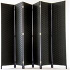 PEGANE Paravent de 6 pans tressé en fibres synthétiques - Noir - H170 x L240 cm