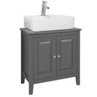 SoBuy FRG202-DG Meuble sous-Lavabo Dessous de Lavabo ou Evier Meuble de Salle de Bain Vasque à 2 étages et 2 Portes - Gris