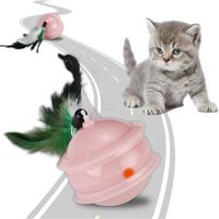 ACELIFE Jouet chat d'intérieur interactif balle rotative automatique à 360 °,6 modes de vitesse avec lumière LED rose