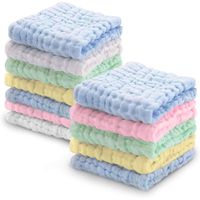 Langes en mousseline pour bébé, lot de 12 pour la peau sensible du bébé, serviette de bain en coton à 6 couches, lingettes douces