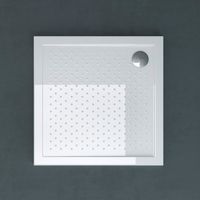 Receveur de douche bac à douche Sogood Lucia01 acrylique anti-glisse blanc plat carre 80x80x4cm pour salle de bain avec bonde AL01