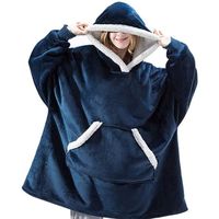 ReLink® Sweat Plaid à Capuche Couverture Pull Capuchon Sherpa Peluche à Manches TV Plaids Couvertures Adulte Femme Homme, Bleu