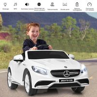 COSTWAY Voiture Électrique 12V Mercedes-benz pour Enfants 3-8Ans, V. 2-5 km/h, avec Télécommande, Effets Sonores et Lumineux, Blanc