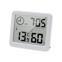 Digital LCD Thermomètre Hygromètre Intérieur, Thermomètre Numérique de Bureau Portable, avec Horloge