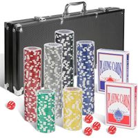 Coffret de Poker en Aluminium avec 300 jetons lasers - IZRIELAR - Noir - Jeu de carte - Adulte