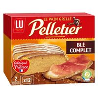 LOT DE 6 - LU - Pelletier Pain grillé au blé complet - boîte de 24 tranches - 500 g