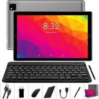 YOTOPT U10 Tablette 10 Pouces 8-Coeurs avec Clavier, 4G Tablette Tactile avec Android 10.0, 64Go, 4Go de RAM, Bluetooth 4.2, GPS,