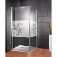 Porte de douche pivotante + paroi 80x80x193 cm, anticalcaire, Style 2.0, verre décor Softcube, profilé aspect chromé, Schulte