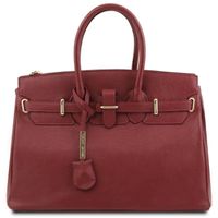 Tuscany Leather - TL Bag - Sac à main pour femme avec finitions couleur or - Rouge (TL141529)