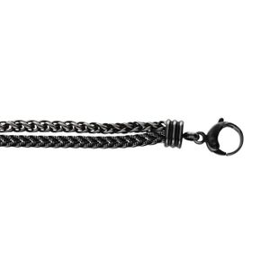 BRACELET - GOURMETTE Bracelet en acier patiné double chaîne 19+3cm