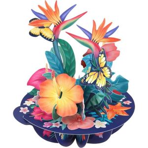 CARTE CORRESPONDANCE Pirouette Carte de vœux pop up 3D – Fleurs tropica