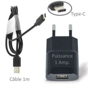 CHARGEUR TÉLÉPHONE Chargeur Secteur USB 1A + Câble Type-C Pour CROSSC