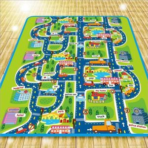 TAPIS DE JEU Tapis de Jeu Circuit Voiture de Course Tapis Rectangle Géant Jouet Cadeau pour Bébé Enfant Mixte