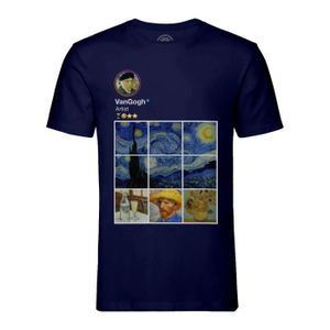 T-SHIRT T-shirt Homme Col Rond Bleu Van Gogh Réseaux Socia