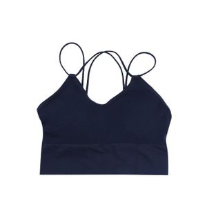 Brassière Brassiere (Lingerie) Nouveau soutien-gorge à bretelles pour femmes sans anneau en acier sous-vêtements de sport Nylon Bleu foncé