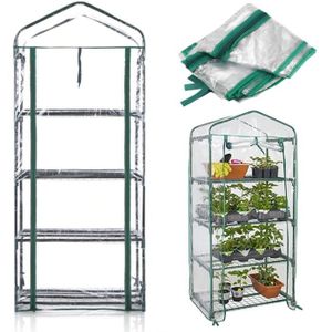 Housse de serre de jardin 4 étages en plastique PVC transparent avec étagère non incluse pour serre de jardin à tomates avec housse renforcée pour extérieur et intérieur 