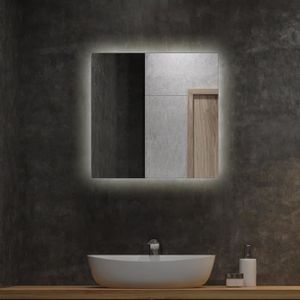 Emke Miroir de salle de bain LED avec éclairage blanc chaud 