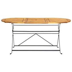 TABLE DE JARDIN  Table de jardin en bois d'acacia massif 160x85x74 cm - VIDAXL - Ovale - Pliant - Marron